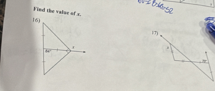 Find the value of x.
16)
17)