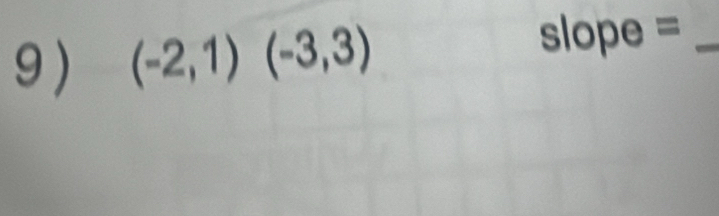 9 ) (-2,1)(-3,3)
slope =_