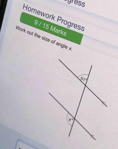 Solved: sgress Homework Progress 9 / 15 Marks Work out the size of ...