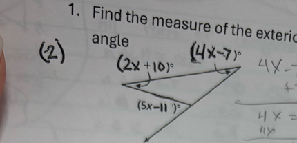 Find the measure of the exteric