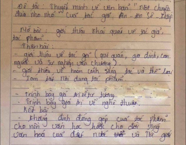 è fāi: Thugef minh vè can bān' "Not chagen 
duò nho nhó cuó hai gē An-fon sē xhep 
nó bái;gòi thiān khai quāt ve yai gia? 
Hai phom. 
Thanbāi : 
-giēi lhiéu vè dai gā (quē quan, go dinh, can 
nquěi uá su nghién cǎn chulèing). 
giòi hiéu vǒ hàn cann sāng dai và the `lani 
Tom fà nái dung fa phan 
- Trinh bag giò wivefo juóng 
Frinh bay ge gri vè nghe thua, 
Ked bāi 
zhang dinh dong geo cuà do phan 
cho nén uán hac hoàc cho doi song 
Oan hoá cua daf nue Uà The ge