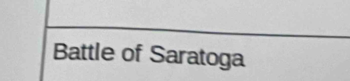 Battle of Saratoga