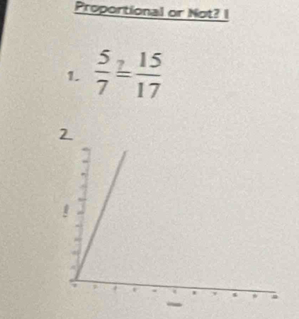 Proportional or Not? I 
1.  5/7 = 15/17 
2