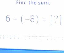 Find the sum.
6+(-8)=[?]