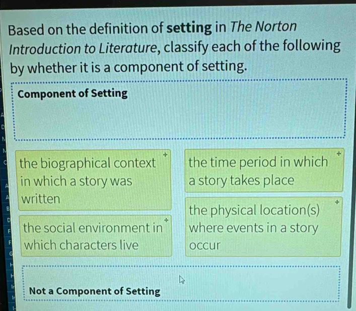 Solved: Based on the definition of setting in The Norton Introduction ...