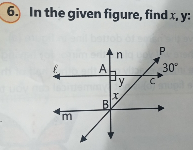 In the given figure, find x, y: