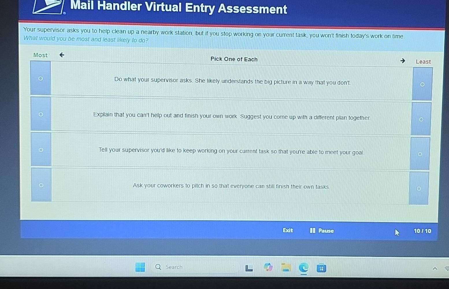 Solved: Mail Handler Virtual Entry Assessment Your supervisor asks you ...