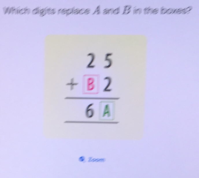 Which digits replace A and B in the boxes?