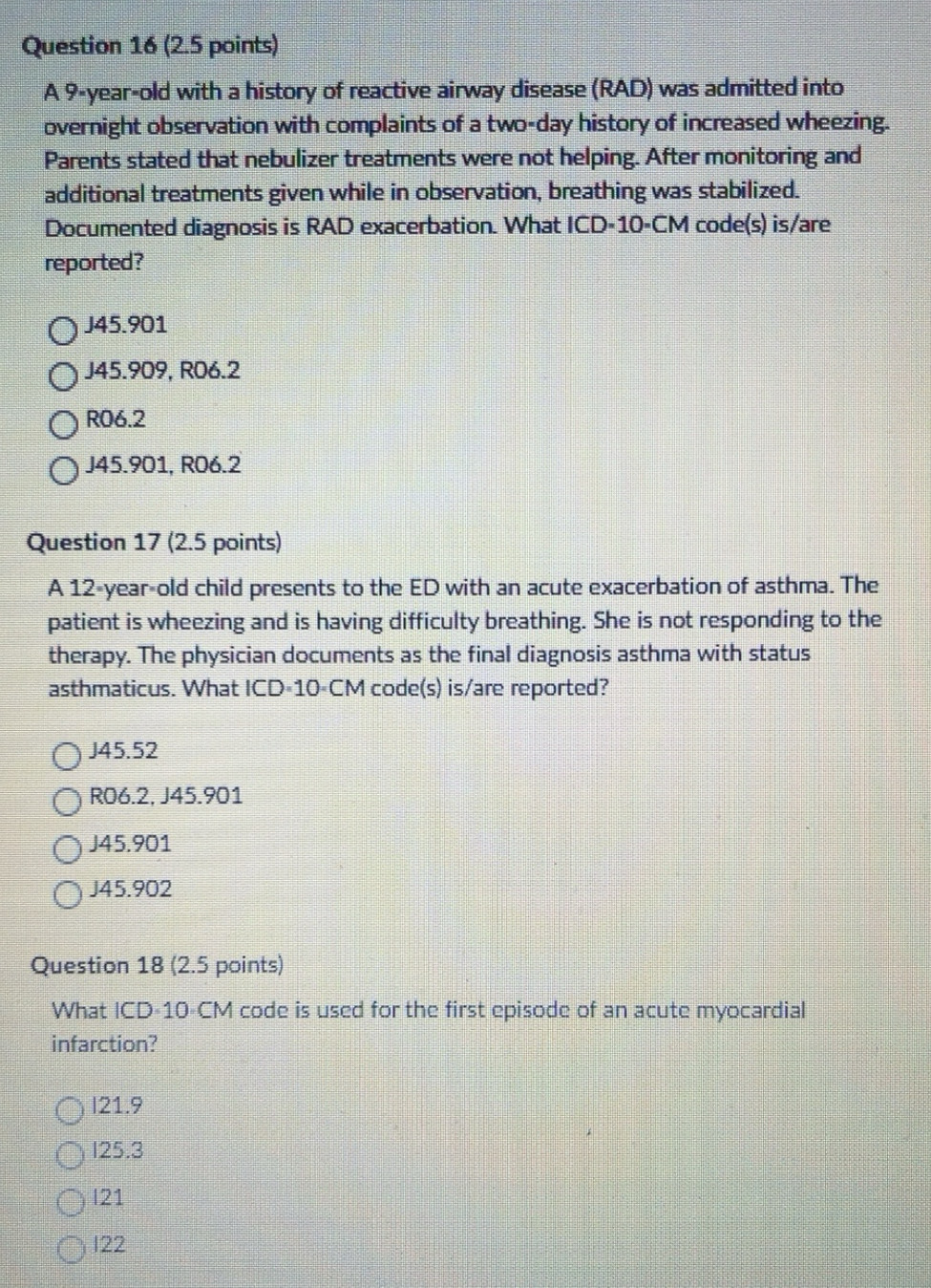 Solved: (2.5 points) A 9-year-old with a history of reactive airway ...