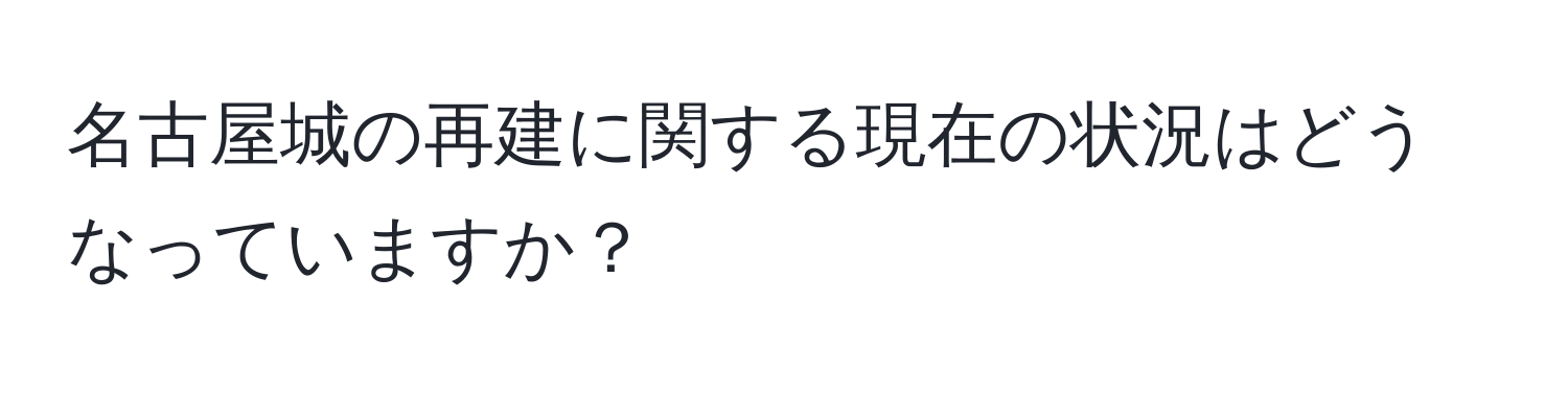 名古屋城の再建に関する現在の状況はどうなっていますか？