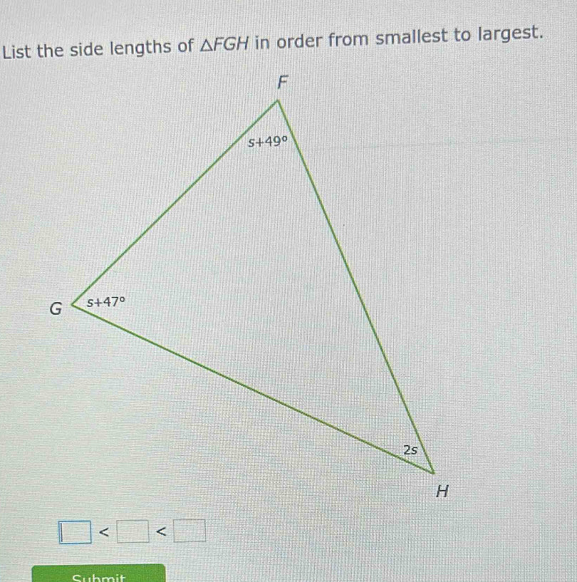 △ FGH in order from smallest to largest.
□
Cubmit
