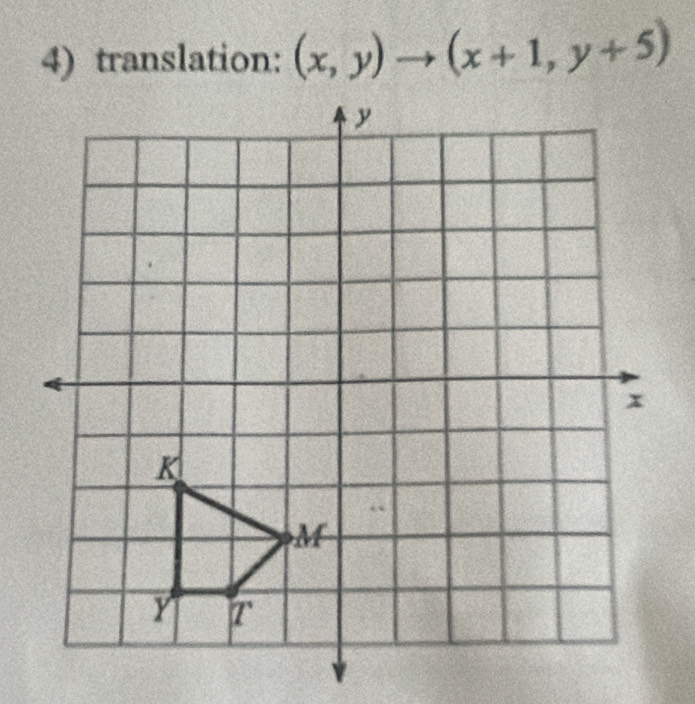 translation: (x,y)to (x+1,y+5)