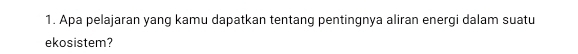 Apa pelajaran yang kamu dapatkan tentang pentingnya aliran energi dalam suatu 
ekosistem?