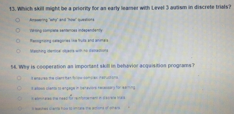 Solved: Which skill might be a priority for an early learner with Level ...