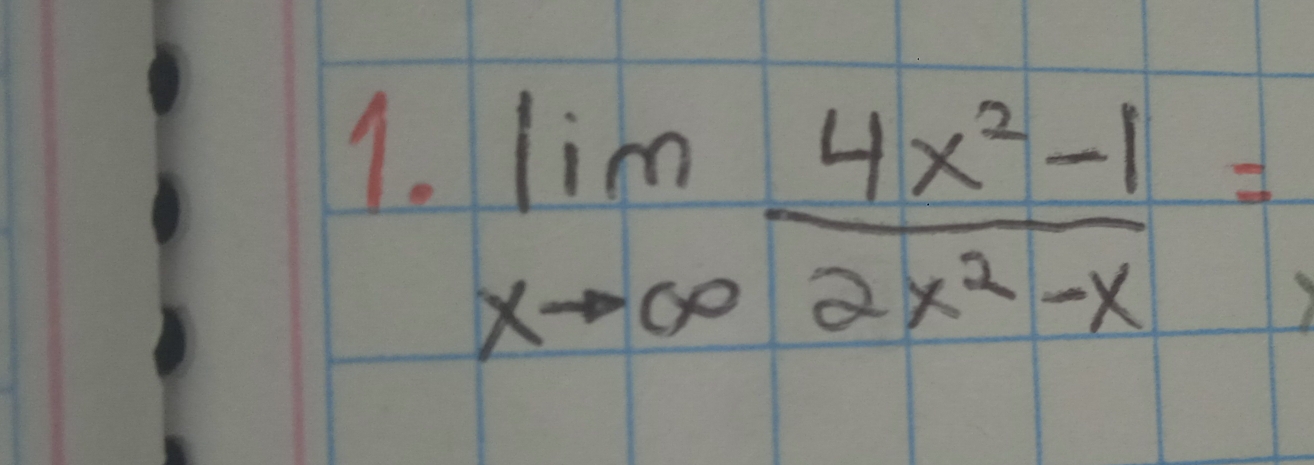 limlimits _xto ∈fty  (4x^2-1)/2x^2-x =