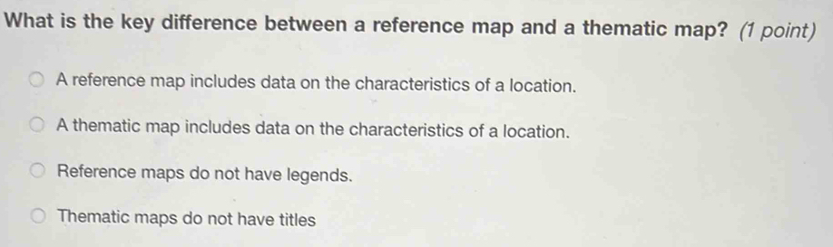 Solved: What is the key difference between a reference map and a ...