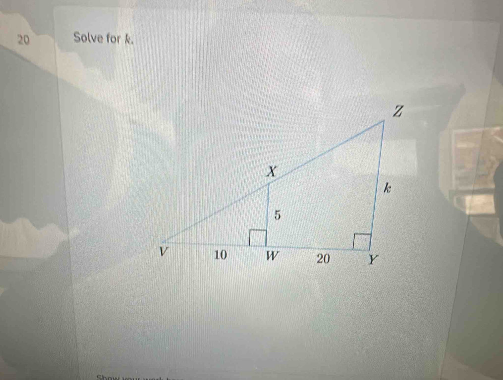 Solve for k.