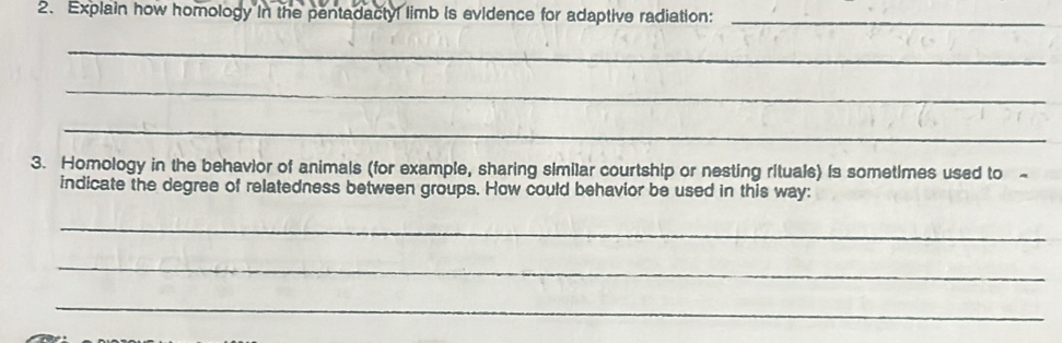 Solved: Explain how homology in the pentadactyl limb is evidence for ...
