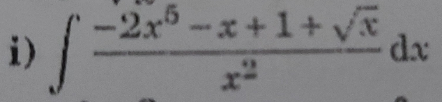 ∈t  (-2x^5-x+1+sqrt(x))/x^2 dx