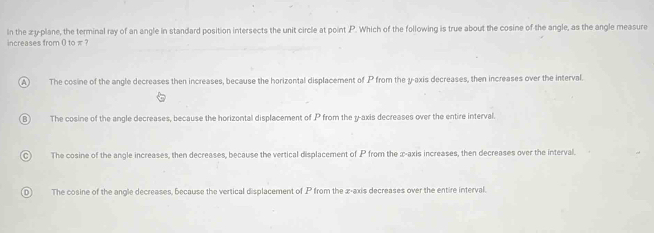 Solved: In the æy-plane, the terminal ray of an angle in standard ...