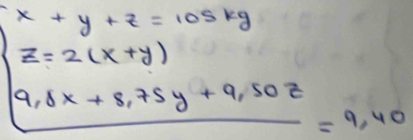 widehat a=2(x+y)widehat b+9+9.5y+9, 50z=9,40