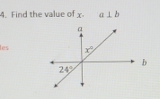 Find the value of x. a⊥ b
les