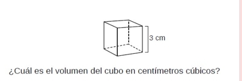 ¿Cuál es el volumen del cubo en centímetros cúbicos?