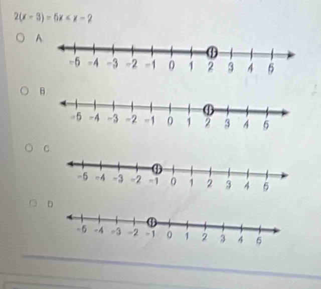 2(x-3)=5x
A. 
B 
C. 
D