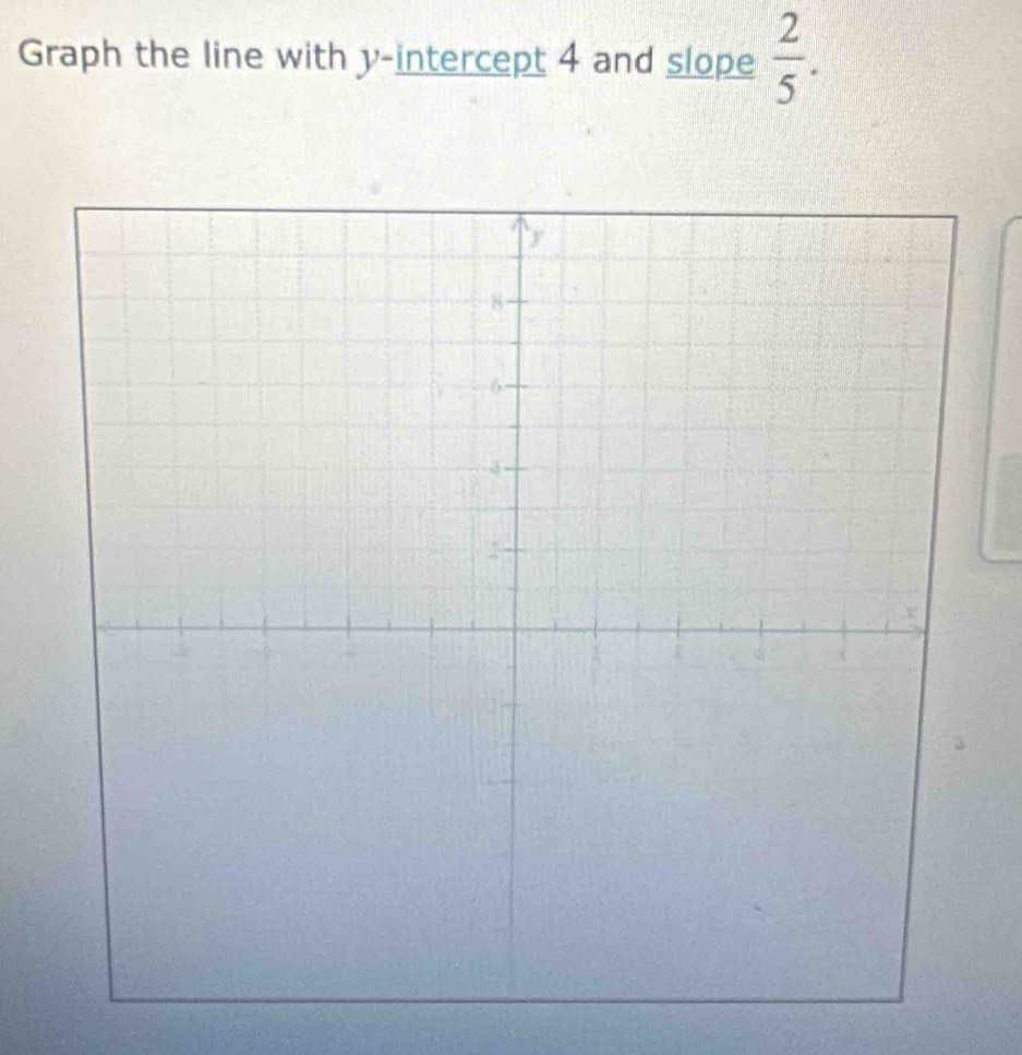 Graph the line with y-intercept 4 and slope  2/5 .