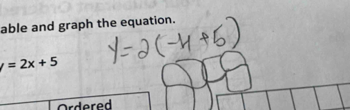 able and graph the equation.
=2x+5
Ordered