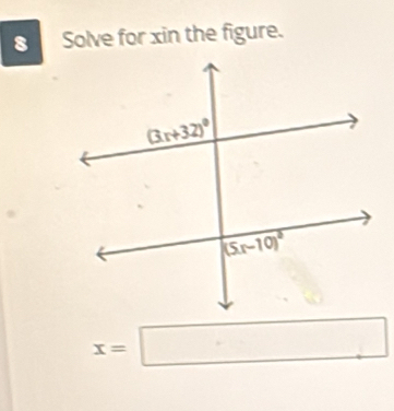 Solve for xin the figure.
x=□