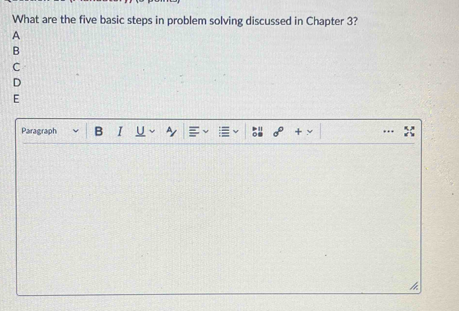 Solved: What are the five basic steps in problem solving discussed in ...