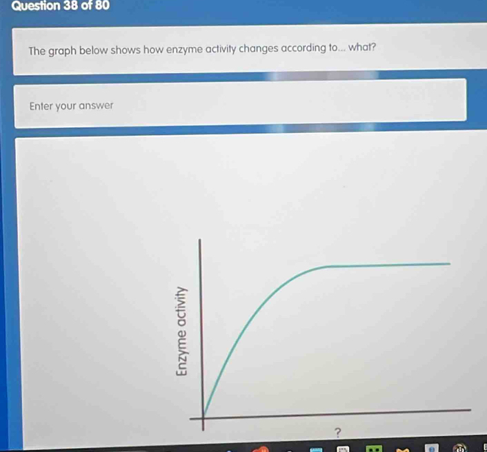 The graph below shows how enzyme activity changes according to... what? 
Enter your answer