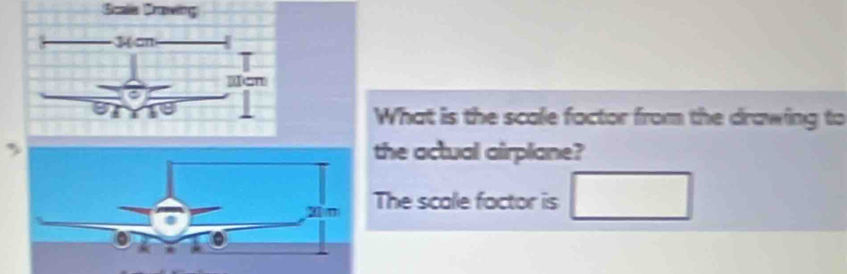 Scalia Draving 
What is the scale factor from the drawing to 
the actual airplane? 
The scale factor is