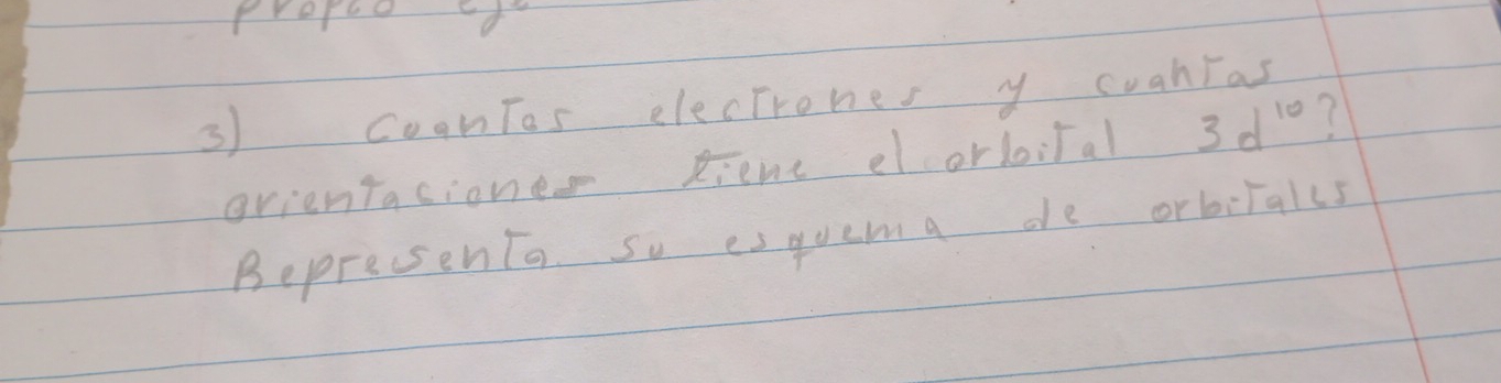 coanTas electrones y cuahras 
orientaciones Rienc el orboital 3d^(10)
Bepresenta so es quem a de orbiialls