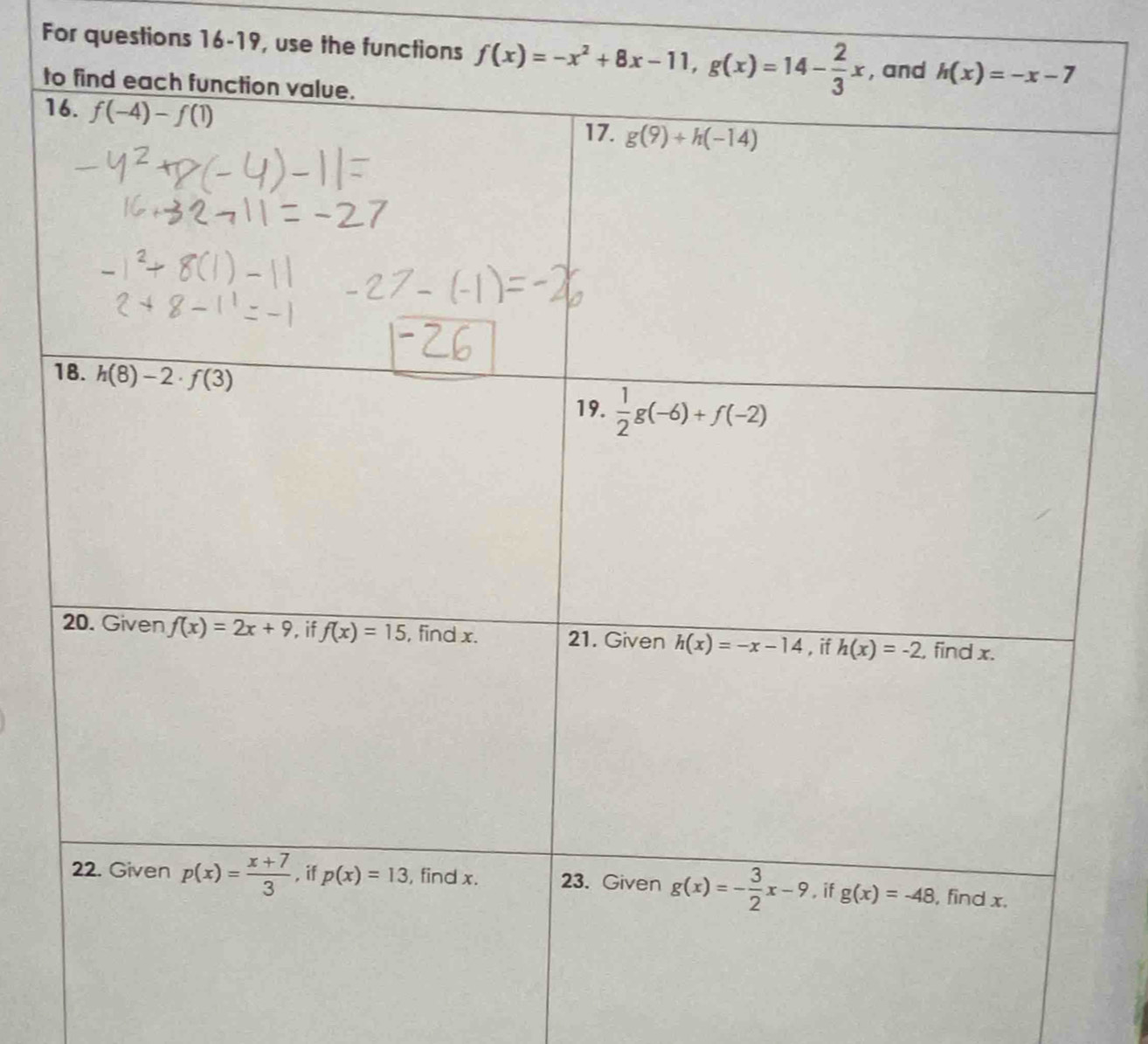 For questions 16-19, , use the functions
t
1