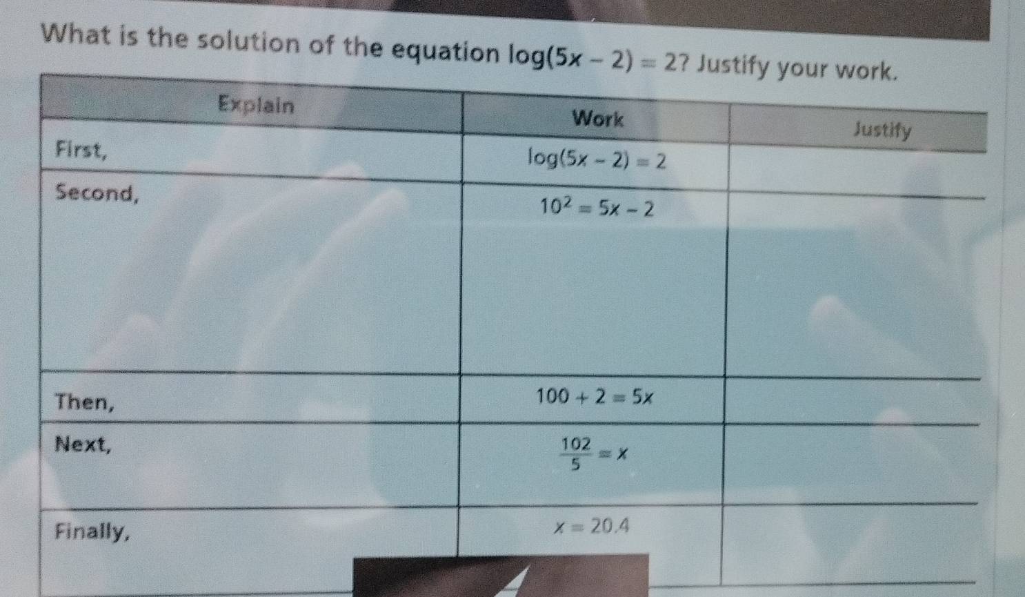 What is the solution of the equatio