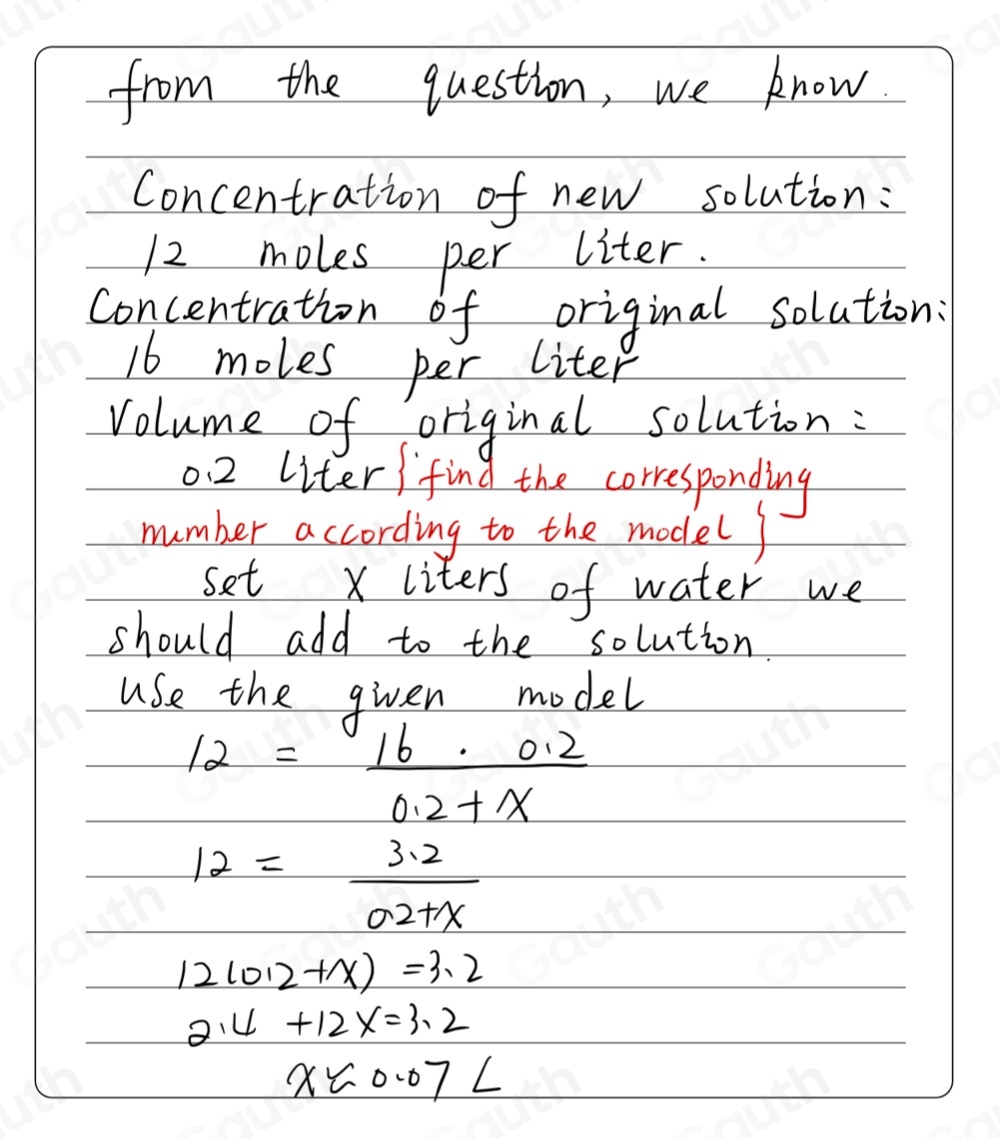 Solved: MODELING WITH MATHEMATICS You have 0.2 liter of an acid ...