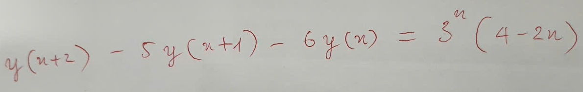 y(x+2)-5y(x+1)-6y(x)=3^u(4-2x)