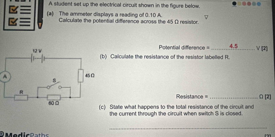 Solved: A student set up the electrical circuit shown in the figure ...