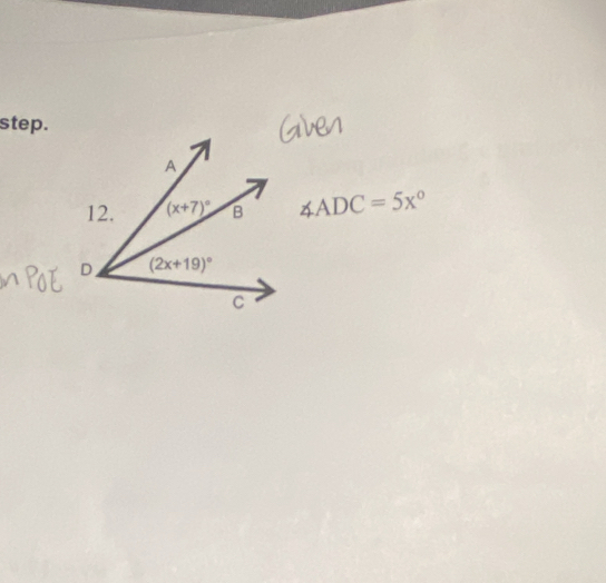 step.
∠ ADC=5x°