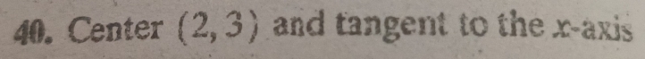 Center (2,3) and tangent to the x-axis