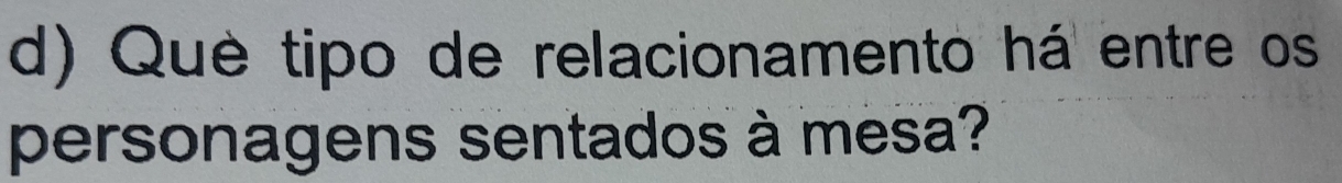 Què tipo de relacionamento há entre os 
personagens sentados à mesa?