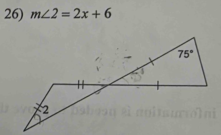 m∠ 2=2x+6