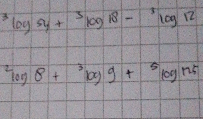 ^3log 5y+^(3log 12)^2log 8+^3log 9+^5log 125