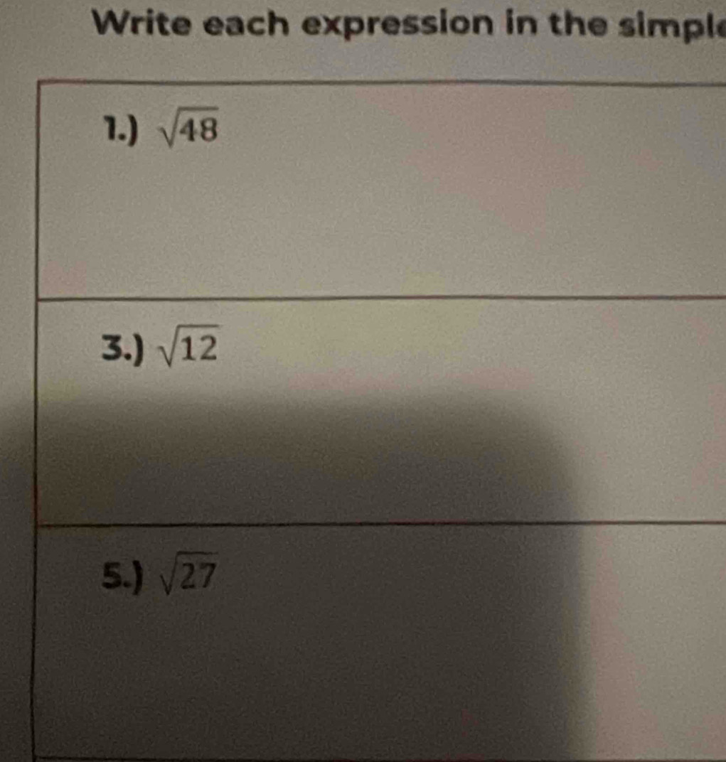 Write each expression in the simple