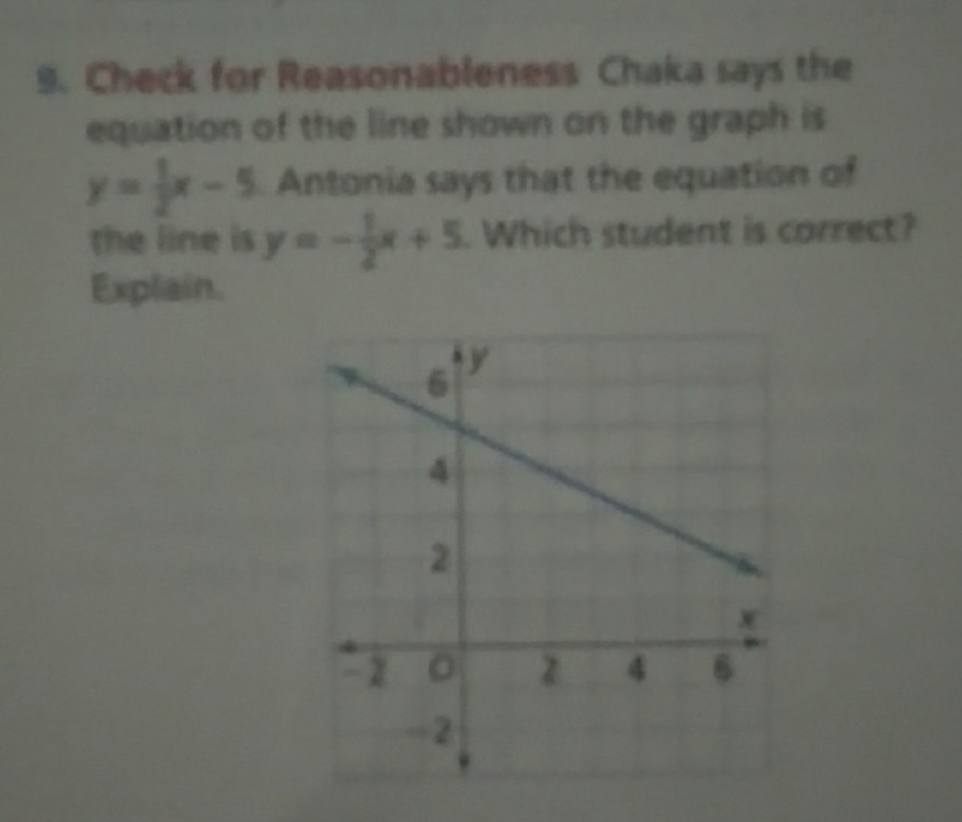 Solved: Check for Reasonableness Chaka says the equation of the line ...
