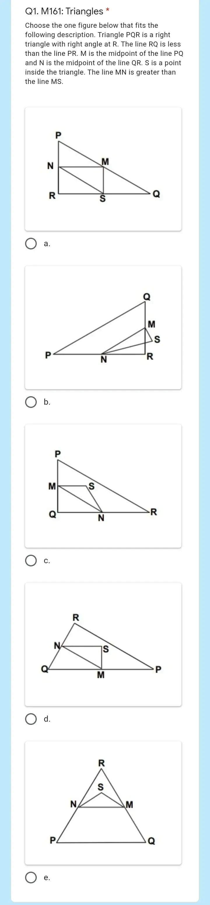 Solved: M161: Triangles * than the line PR. M is the midpoint of the ...
