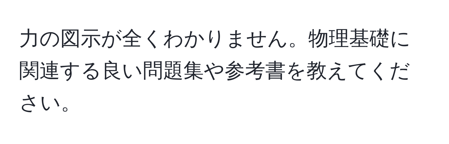 力の図示が全くわかりません。物理基礎に関連する良い問題集や参考書を教えてください。