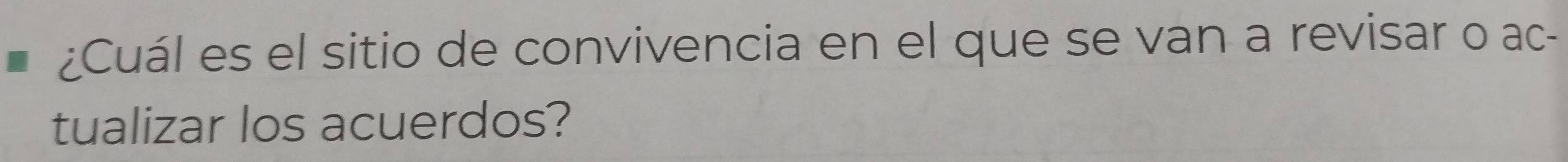 ¿Cuál es el sitio de convivencia en el que se van a revisar o ac- 
tualizar los acuerdos?